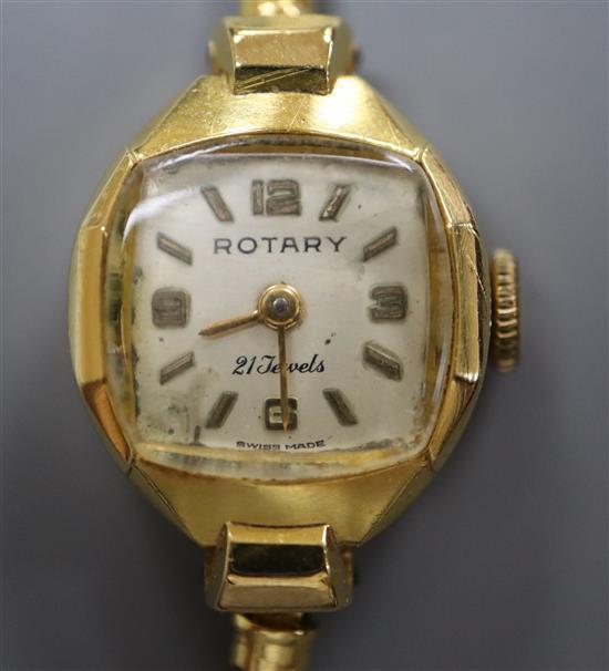 A ladys Rotary 18ct gold manual wind wrist watch, with Rotary box.